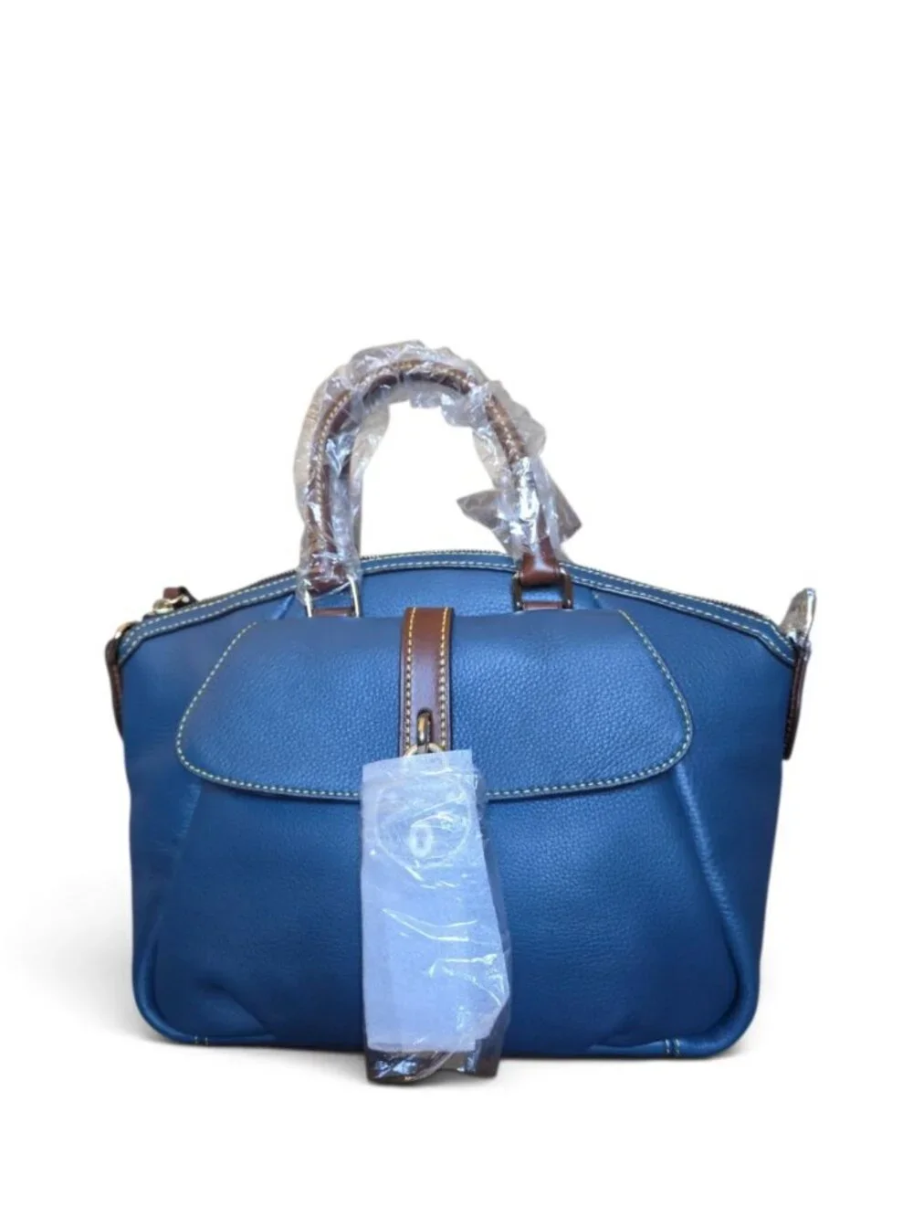 Dooney & Bourke Samba Denim Blue Leather Satchel NWT Crossbody Dust Bag